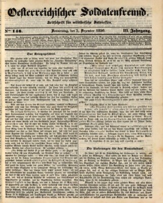 Oesterreichischer Soldatenfreund (Militär-Zeitung) Donnerstag 5. Dezember 1850