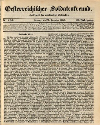 Oesterreichischer Soldatenfreund (Militär-Zeitung) Samstag 21. Dezember 1850