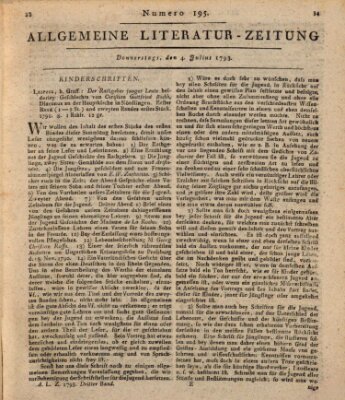 Allgemeine Literatur-Zeitung (Literarisches Zentralblatt für Deutschland) Donnerstag 4. Juli 1793