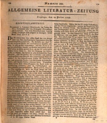 Allgemeine Literatur-Zeitung (Literarisches Zentralblatt für Deutschland) Freitag 19. Juli 1793