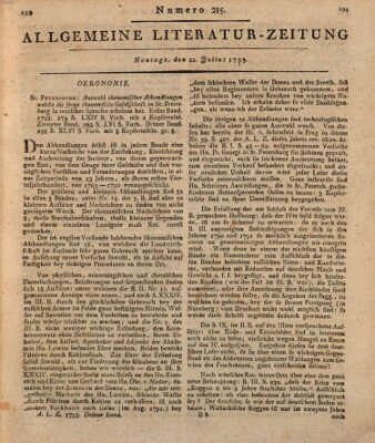 Allgemeine Literatur-Zeitung (Literarisches Zentralblatt für Deutschland) Montag 22. Juli 1793