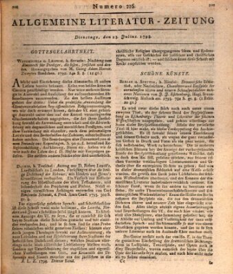 Allgemeine Literatur-Zeitung (Literarisches Zentralblatt für Deutschland) Dienstag 23. Juli 1793