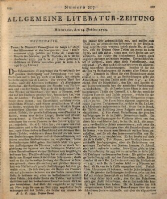 Allgemeine Literatur-Zeitung (Literarisches Zentralblatt für Deutschland) Mittwoch 24. Juli 1793