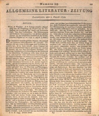 Allgemeine Literatur-Zeitung (Literarisches Zentralblatt für Deutschland) Samstag 3. August 1793