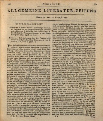 Allgemeine Literatur-Zeitung (Literarisches Zentralblatt für Deutschland) Montag 12. August 1793