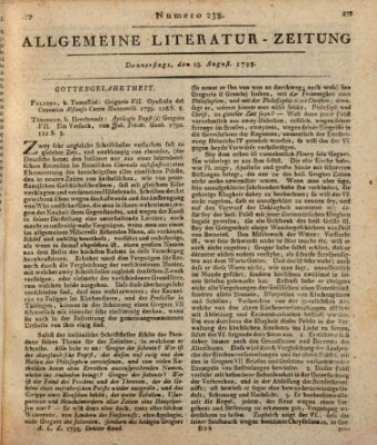 Allgemeine Literatur-Zeitung (Literarisches Zentralblatt für Deutschland) Donnerstag 15. August 1793