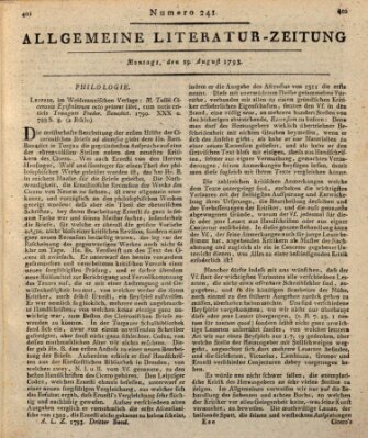 Allgemeine Literatur-Zeitung (Literarisches Zentralblatt für Deutschland) Montag 19. August 1793