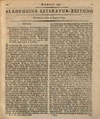 Allgemeine Literatur-Zeitung (Literarisches Zentralblatt für Deutschland) Mittwoch 21. August 1793