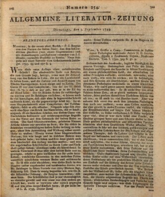 Allgemeine Literatur-Zeitung (Literarisches Zentralblatt für Deutschland) Dienstag 3. September 1793