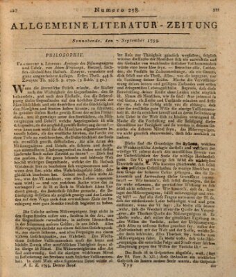 Allgemeine Literatur-Zeitung (Literarisches Zentralblatt für Deutschland) Samstag 7. September 1793