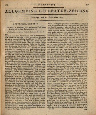Allgemeine Literatur-Zeitung (Literarisches Zentralblatt für Deutschland) Freitag 13. September 1793