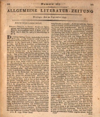 Allgemeine Literatur-Zeitung (Literarisches Zentralblatt für Deutschland) Montag 16. September 1793