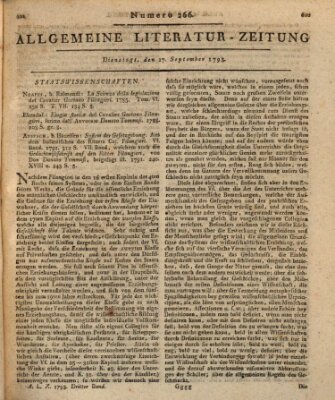 Allgemeine Literatur-Zeitung (Literarisches Zentralblatt für Deutschland) Dienstag 17. September 1793