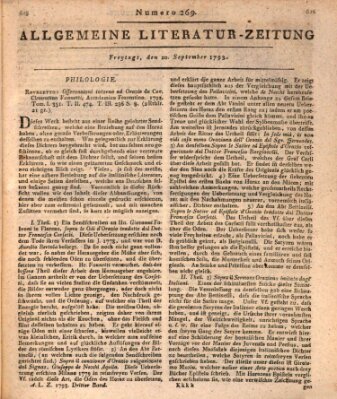 Allgemeine Literatur-Zeitung (Literarisches Zentralblatt für Deutschland) Freitag 20. September 1793