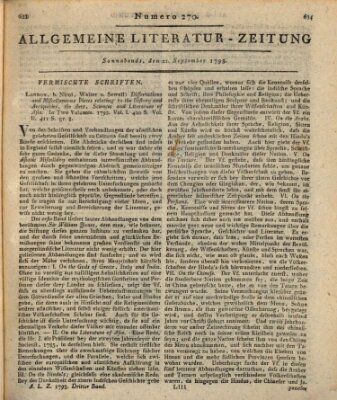 Allgemeine Literatur-Zeitung (Literarisches Zentralblatt für Deutschland) Samstag 21. September 1793