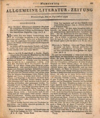 Allgemeine Literatur-Zeitung (Literarisches Zentralblatt für Deutschland) Donnerstag 26. September 1793