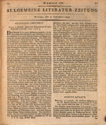Allgemeine Literatur-Zeitung (Literarisches Zentralblatt für Deutschland) Montag 30. September 1793