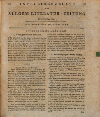 Allgemeine Literatur-Zeitung (Literarisches Zentralblatt für Deutschland) Mittwoch 3. Juli 1793