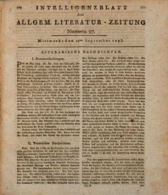 Allgemeine Literatur-Zeitung (Literarisches Zentralblatt für Deutschland) Mittwoch 18. September 1793