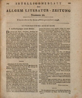 Allgemeine Literatur-Zeitung (Literarisches Zentralblatt für Deutschland) Samstag 21. September 1793