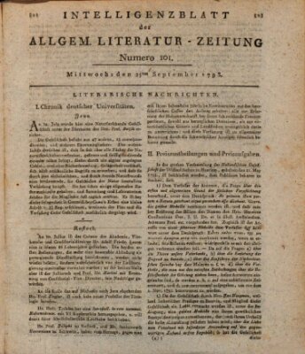 Allgemeine Literatur-Zeitung (Literarisches Zentralblatt für Deutschland) Mittwoch 25. September 1793