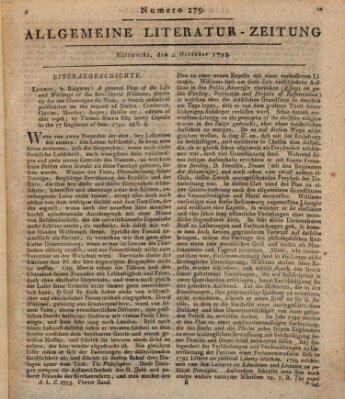 Allgemeine Literatur-Zeitung (Literarisches Zentralblatt für Deutschland) Mittwoch 2. Oktober 1793