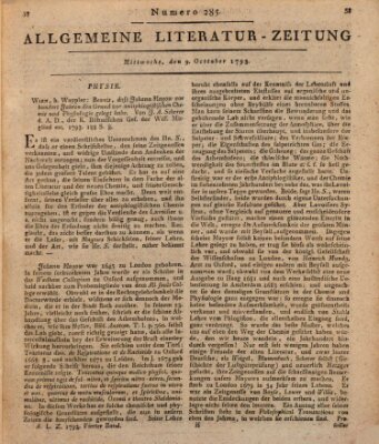 Allgemeine Literatur-Zeitung (Literarisches Zentralblatt für Deutschland) Mittwoch 9. Oktober 1793