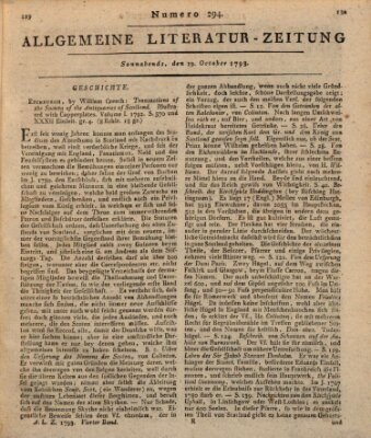 Allgemeine Literatur-Zeitung (Literarisches Zentralblatt für Deutschland) Samstag 19. Oktober 1793