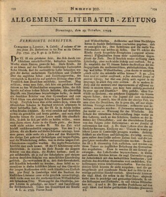 Allgemeine Literatur-Zeitung (Literarisches Zentralblatt für Deutschland) Dienstag 29. Oktober 1793