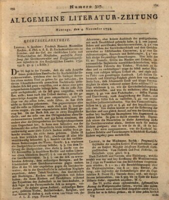 Allgemeine Literatur-Zeitung (Literarisches Zentralblatt für Deutschland) Montag 4. November 1793