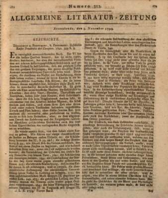 Allgemeine Literatur-Zeitung (Literarisches Zentralblatt für Deutschland) Samstag 9. November 1793