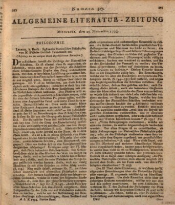 Allgemeine Literatur-Zeitung (Literarisches Zentralblatt für Deutschland) Mittwoch 27. November 1793