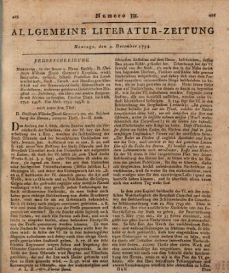 Allgemeine Literatur-Zeitung (Literarisches Zentralblatt für Deutschland) Montag 2. Dezember 1793