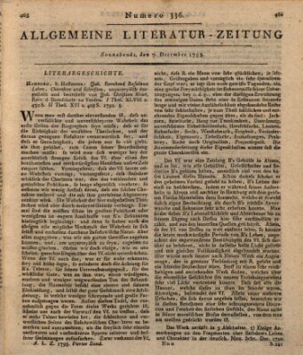 Allgemeine Literatur-Zeitung (Literarisches Zentralblatt für Deutschland) Samstag 7. Dezember 1793