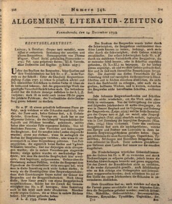 Allgemeine Literatur-Zeitung (Literarisches Zentralblatt für Deutschland) Samstag 14. Dezember 1793