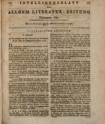 Allgemeine Literatur-Zeitung (Literarisches Zentralblatt für Deutschland) Mittwoch 16. Oktober 1793