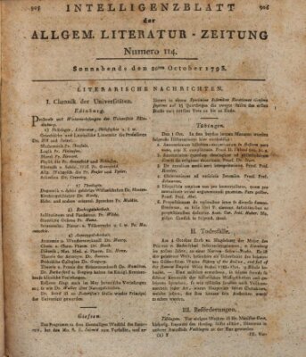 Allgemeine Literatur-Zeitung (Literarisches Zentralblatt für Deutschland) Samstag 26. Oktober 1793