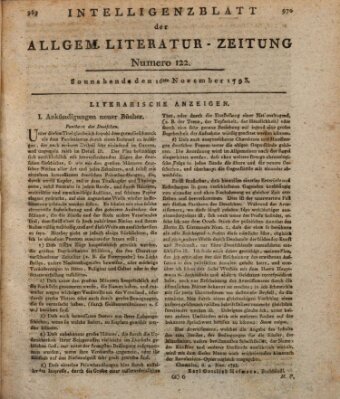 Allgemeine Literatur-Zeitung (Literarisches Zentralblatt für Deutschland) Samstag 16. November 1793