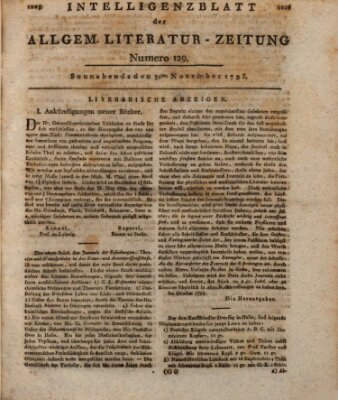 Allgemeine Literatur-Zeitung (Literarisches Zentralblatt für Deutschland) Samstag 30. November 1793