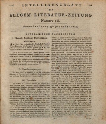 Allgemeine Literatur-Zeitung (Literarisches Zentralblatt für Deutschland) Samstag 21. Dezember 1793