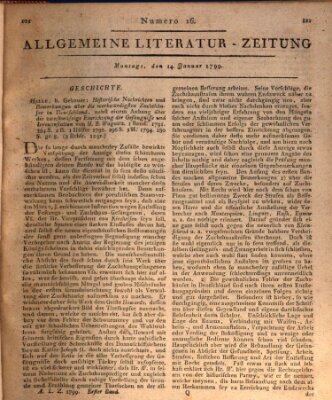 Allgemeine Literatur-Zeitung (Literarisches Zentralblatt für Deutschland) Montag 14. Januar 1799