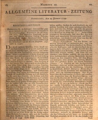 Allgemeine Literatur-Zeitung (Literarisches Zentralblatt für Deutschland) Samstag 19. Januar 1799