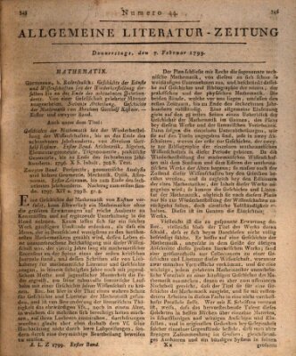 Allgemeine Literatur-Zeitung (Literarisches Zentralblatt für Deutschland) Donnerstag 7. Februar 1799