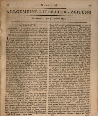 Allgemeine Literatur-Zeitung (Literarisches Zentralblatt für Deutschland) Samstag 9. Februar 1799