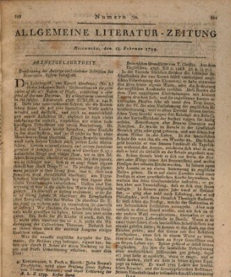 Allgemeine Literatur-Zeitung (Literarisches Zentralblatt für Deutschland) Mittwoch 13. Februar 1799