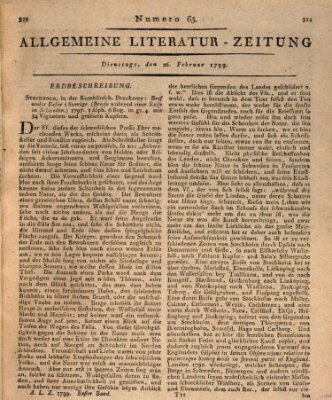 Allgemeine Literatur-Zeitung (Literarisches Zentralblatt für Deutschland) Dienstag 26. Februar 1799