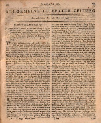 Allgemeine Literatur-Zeitung (Literarisches Zentralblatt für Deutschland) Samstag 16. März 1799