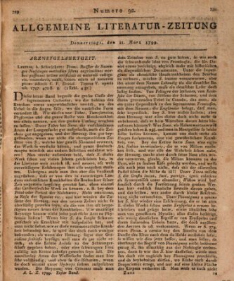 Allgemeine Literatur-Zeitung (Literarisches Zentralblatt für Deutschland) Donnerstag 21. März 1799