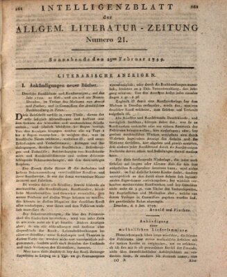 Allgemeine Literatur-Zeitung (Literarisches Zentralblatt für Deutschland) Samstag 23. Februar 1799