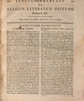 Allgemeine Literatur-Zeitung (Literarisches Zentralblatt für Deutschland) Mittwoch 27. Februar 1799